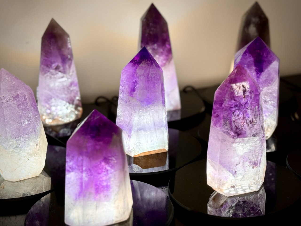 Large amethyst point Crystal lamp Large crystal towers Purple amethyst towers Raw amethyst lamp Gemstone lamp healing crystal light fixture