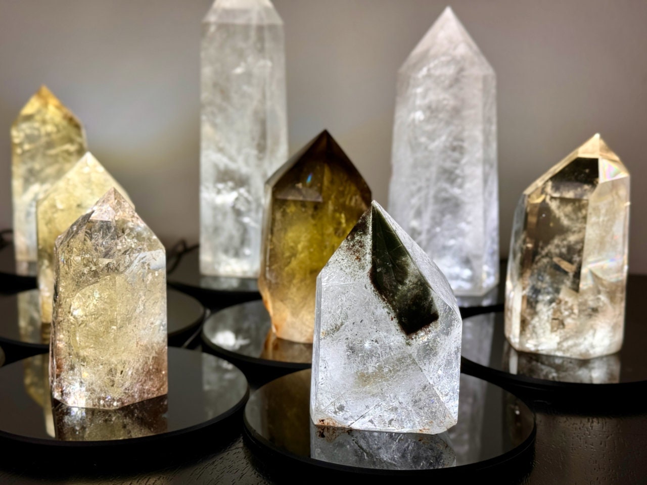 Large citrine tower Quartz crystal lamp Large crystal tower Smoky citrine lamp Quartz crystal light Raw quartz lamp Clear quartz tower