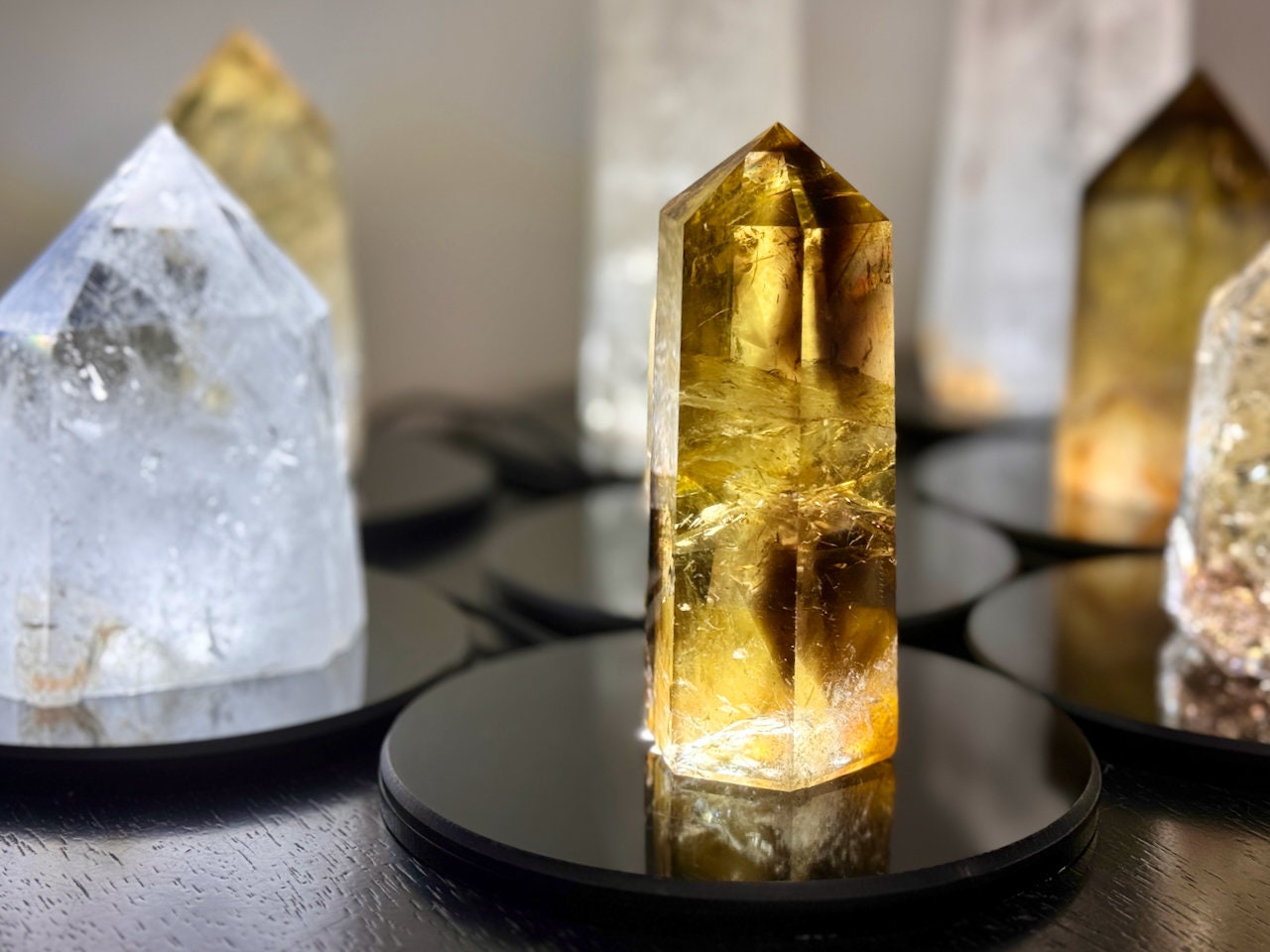 Large citrine tower Quartz crystal lamp Large crystal tower Smoky citrine lamp Quartz crystal light Raw quartz lamp Clear quartz tower