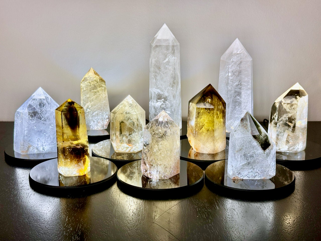 Large citrine tower Quartz crystal lamp Large crystal tower Smoky citrine lamp Quartz crystal light Raw quartz lamp Clear quartz tower