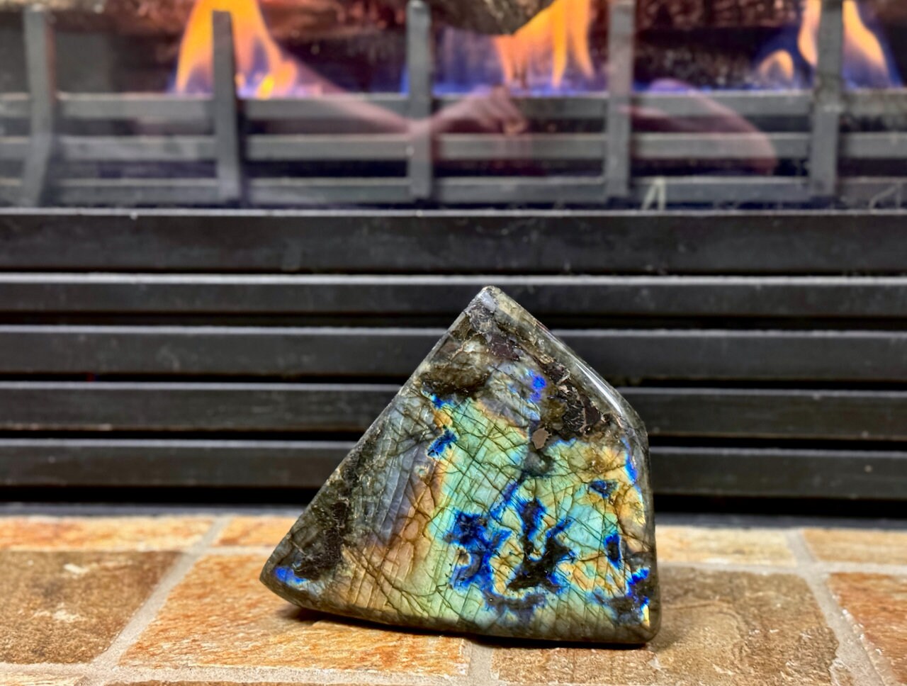 Huge labradorite freeform Large crystal tower XL 5.3lbs 7.75" Rainbow labradorite slab blue Large mineral specimen Large crystal specimen