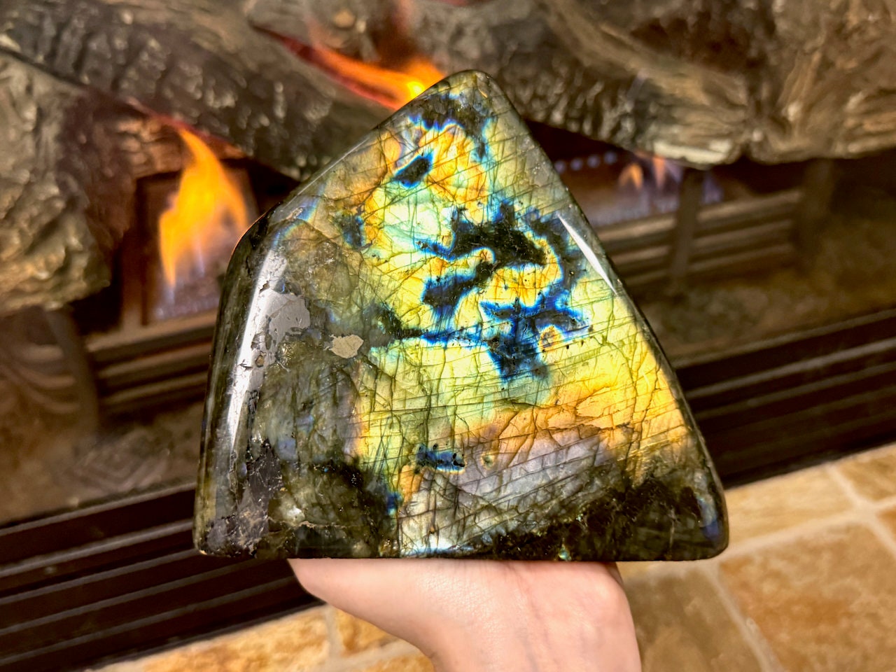 Huge labradorite freeform Large crystal tower XL 5.3lbs 7.75" Rainbow labradorite slab blue Large mineral specimen Large crystal specimen