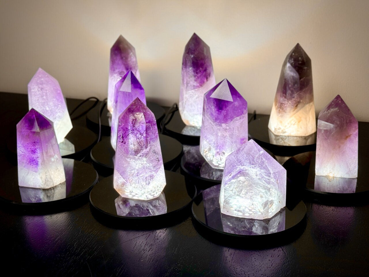 Large amethyst point Crystal lamp Large crystal towers Purple amethyst towers Raw amethyst lamp Gemstone lamp healing crystal light fixture