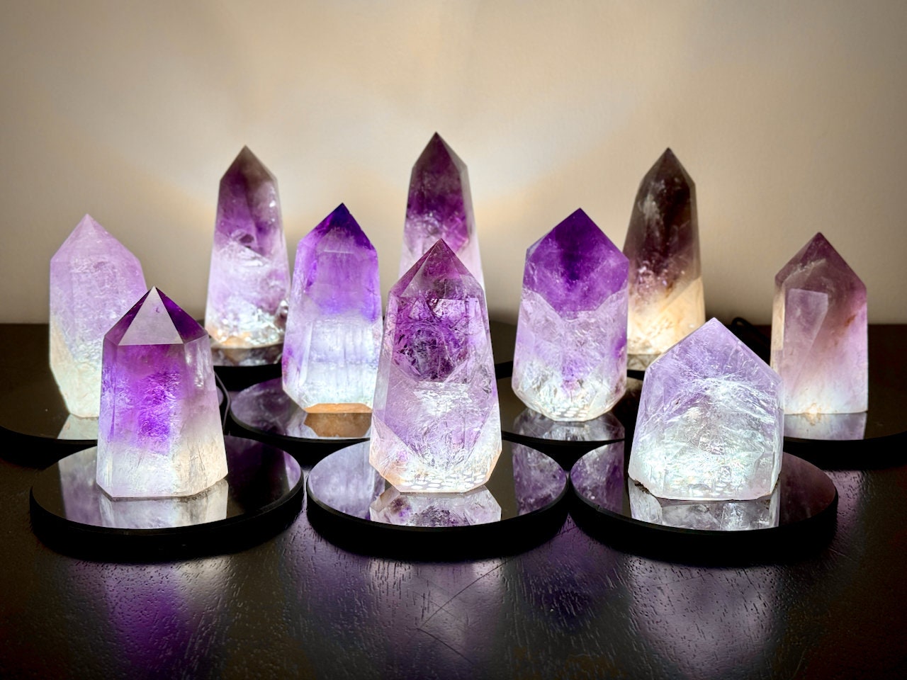 Large amethyst point Crystal lamp Large crystal towers Purple amethyst towers Raw amethyst lamp Gemstone lamp healing crystal light fixture