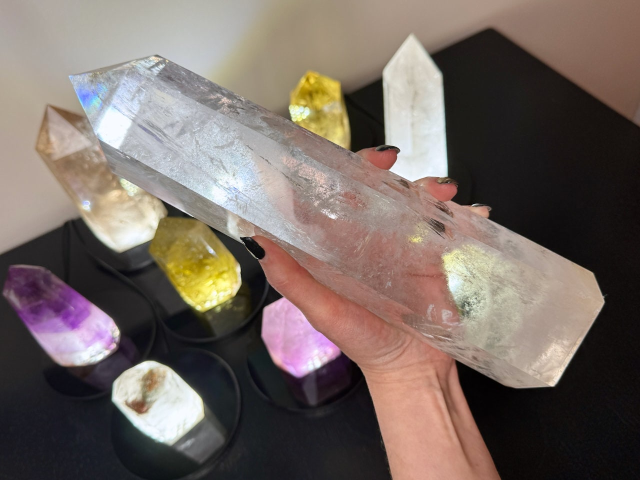 Large crystal towers Real crystal lamp Crystal light fixture Large gemstone tower Citrine lamp Quartz lamp Gemstone lamp Amethyst lamp