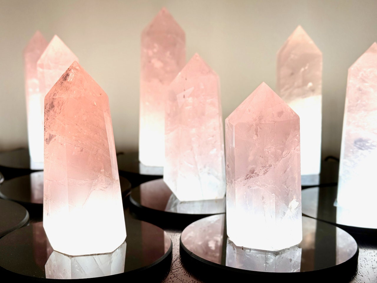 Large Rose Quartz tower Genuine rose quartz light Raw crystal lamp Large crystal towers Crystal generator Real rose quartz lamp Obelisk