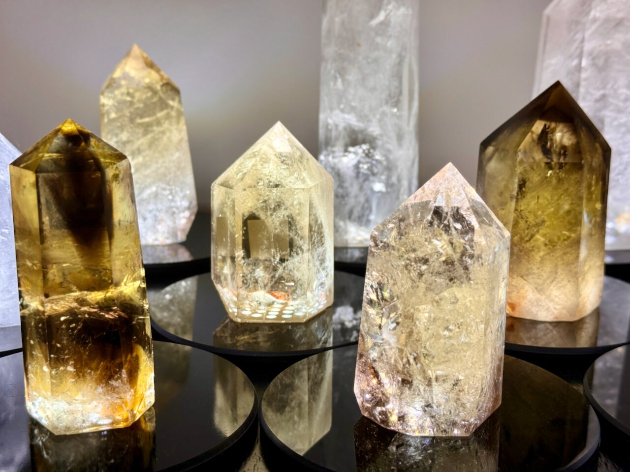 Large citrine tower Quartz crystal lamp Large crystal tower Smoky citrine lamp Quartz crystal light Raw quartz lamp Clear quartz tower