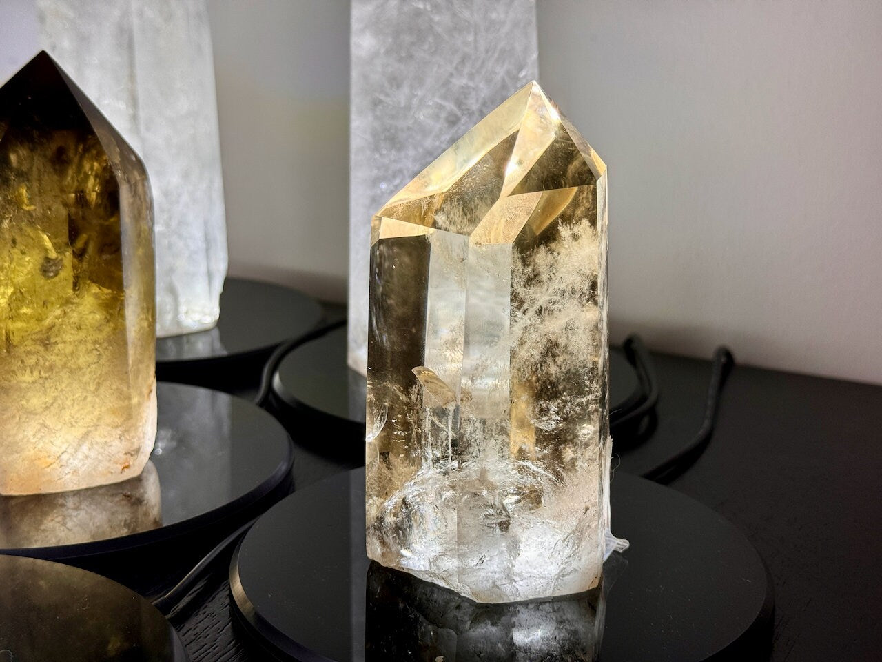 Large citrine tower Quartz crystal lamp Large crystal tower Smoky citrine lamp Quartz crystal light Raw quartz lamp Clear quartz tower