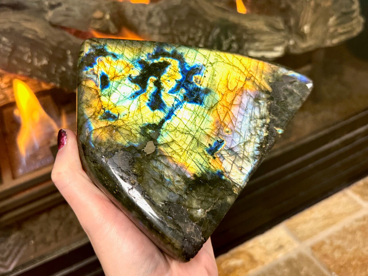 Huge labradorite freeform Large crystal tower XL 5.3lbs 7.75" Rainbow labradorite slab blue Large mineral specimen Large crystal specimen
