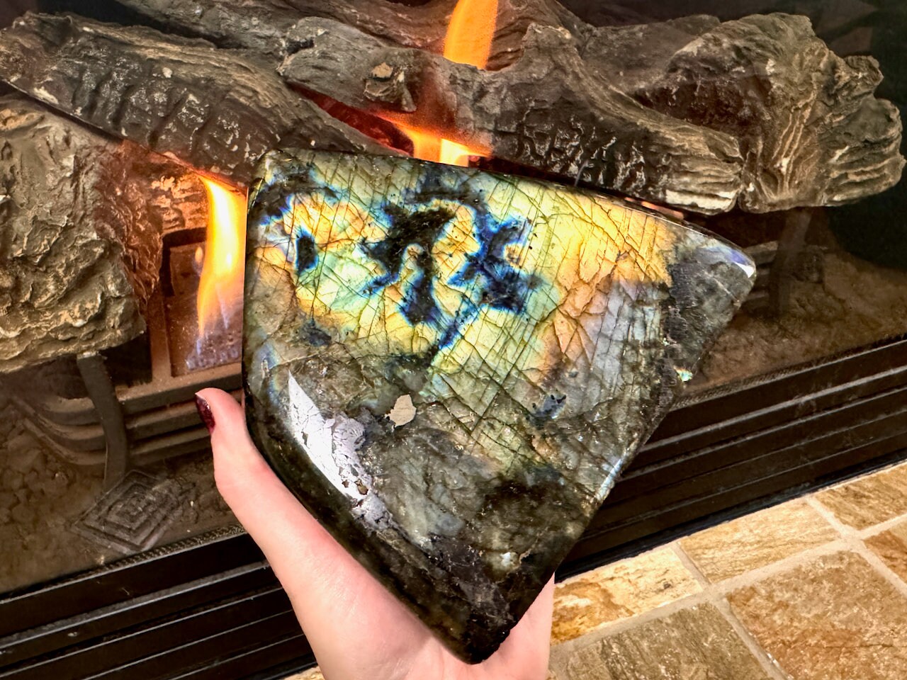 Huge labradorite freeform Large crystal tower XL 5.3lbs 7.75" Rainbow labradorite slab blue Large mineral specimen Large crystal specimen