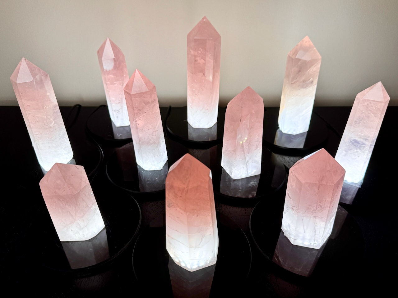 Large Rose Quartz tower Genuine rose quartz light Raw crystal lamp Large crystal towers Crystal generator Real rose quartz lamp Obelisk
