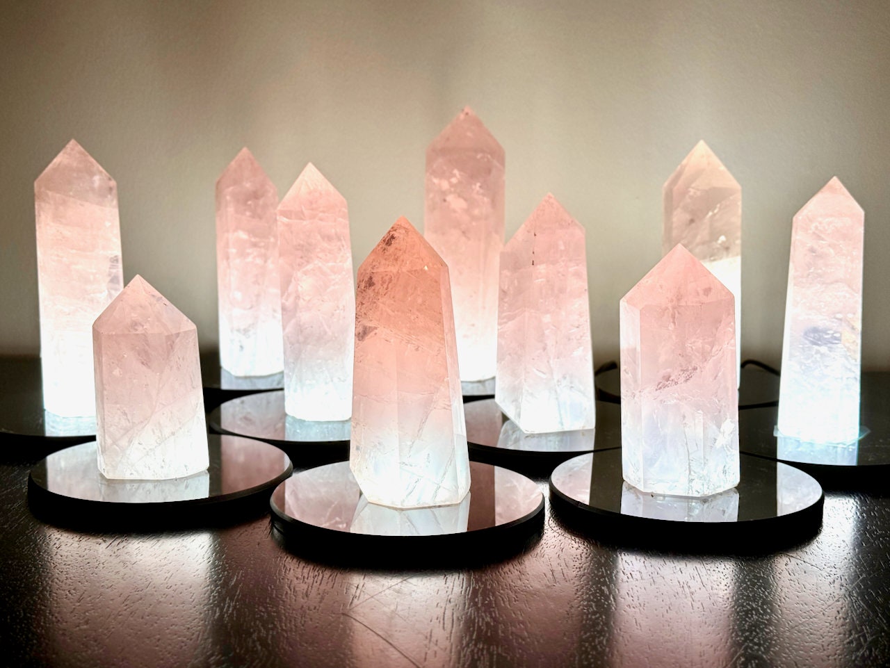 Large Rose Quartz tower Genuine rose quartz light Raw crystal lamp Large crystal towers Crystal generator Real rose quartz lamp Obelisk