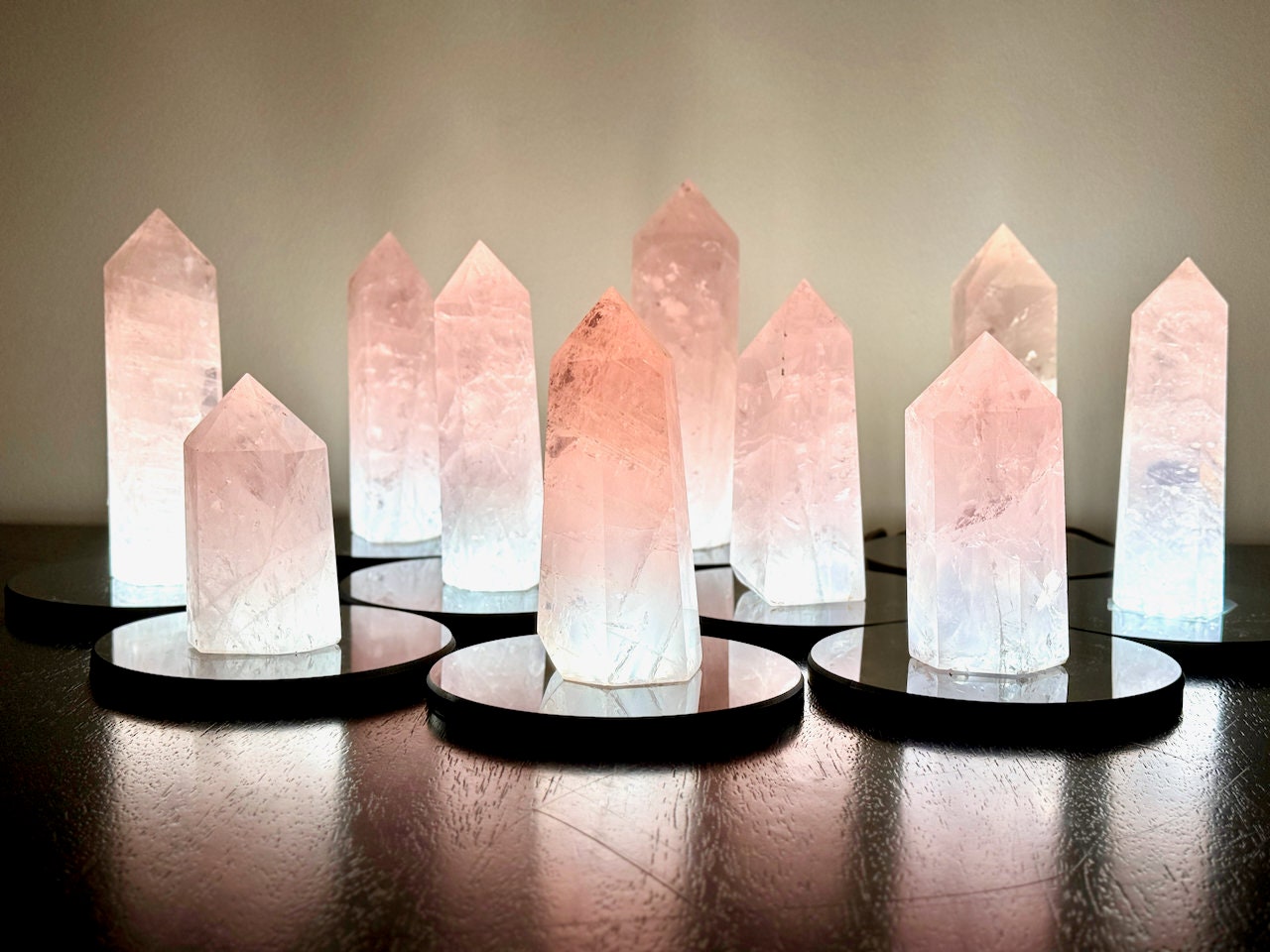 Large Rose Quartz tower Genuine rose quartz light Raw crystal lamp Large crystal towers Crystal generator Real rose quartz lamp Obelisk