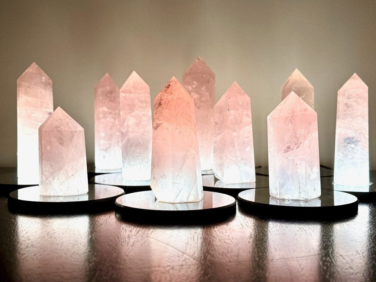 Large Rose Quartz tower Genuine rose quartz light Raw crystal lamp Large crystal towers Crystal generator Real rose quartz lamp Obelisk