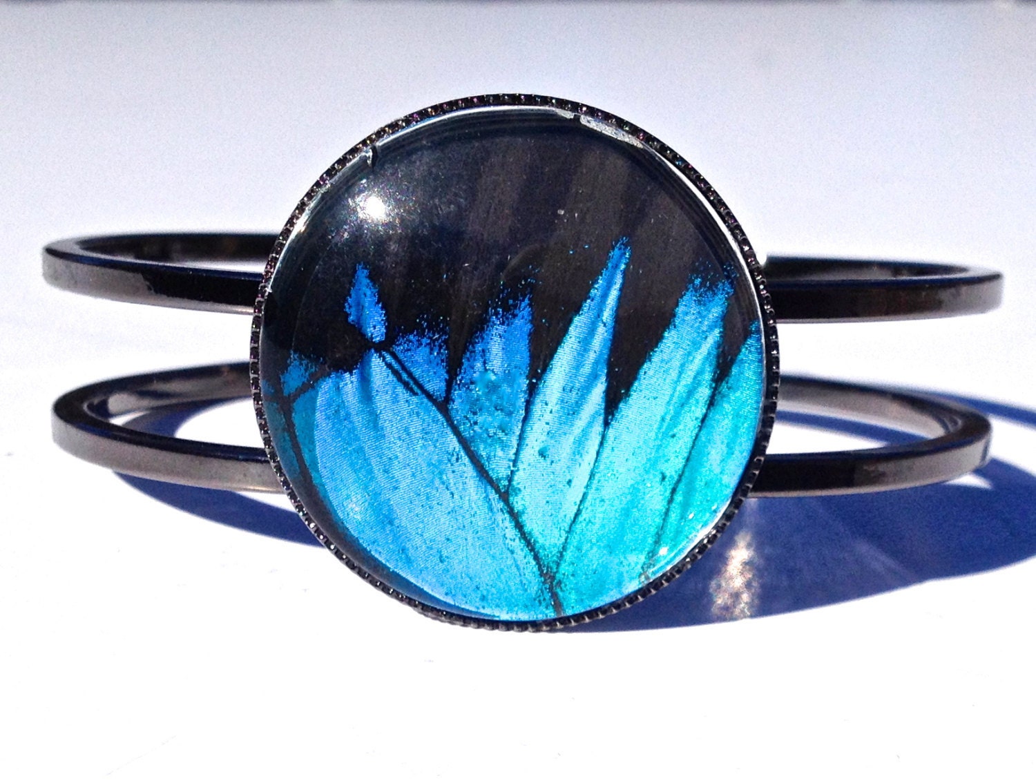 Real butterfly wings Butterfly Wing Bracelet Blue Turquoise butterfly Cuff Bracelet Carolina Panthers swallowtail bangle science bracelet
