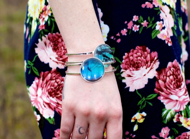 Real Butterfly bracelet Turquoise bracelet Taxco jewelry Southwestern bracelet Blue morpho butterfly wing bracelet Turquoise jewelry