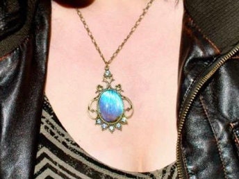 Real blue morpho butterfly wing necklace Vintage jewelry for women Pressed butterfly necklace Vintage necklaces for women Handmade jewelry