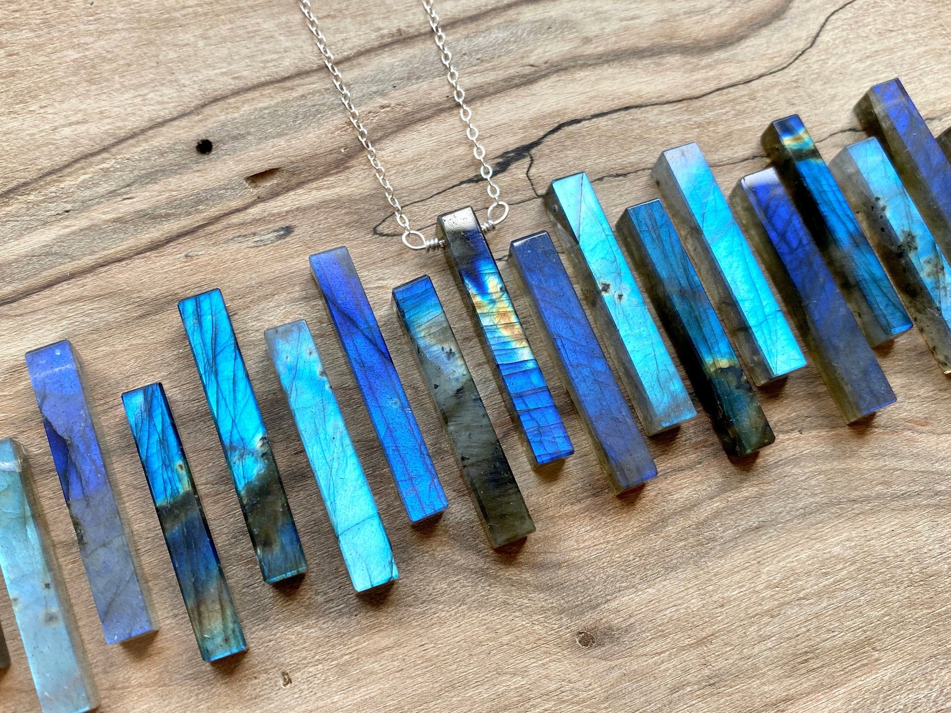 Raw labradorite necklace for men women Handcrafted His and Hers Jewelry Couples necklaces Blue labradorite stone necklace Couples jewelry