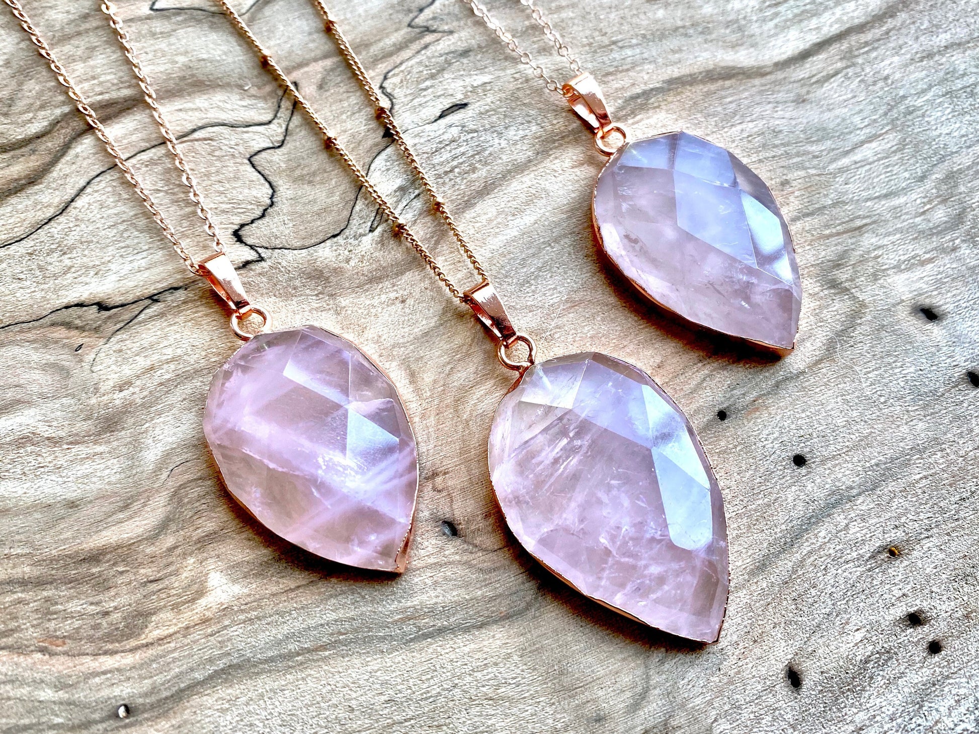 Large rose quartz pendant Anniversary gift for wife girlfriend Raw rose quartz necklace Pink gemstone necklace Genuine rose quartz jewelry