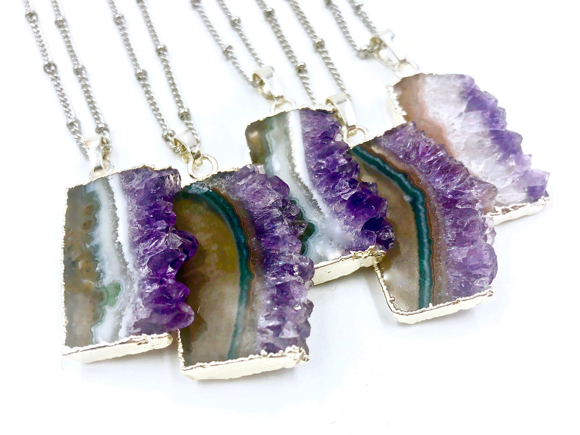Raw amethyst necklace Amethyst geode necklace February birthstone jewelry gifts for her Geode slice necklace Amethyst slice pendant