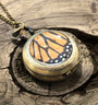 Real butterfly necklace Glass locket necklace Steampunk pocket watch necklace Fantasy jewelry Steampunk jewelry Working pocketwatch necklace