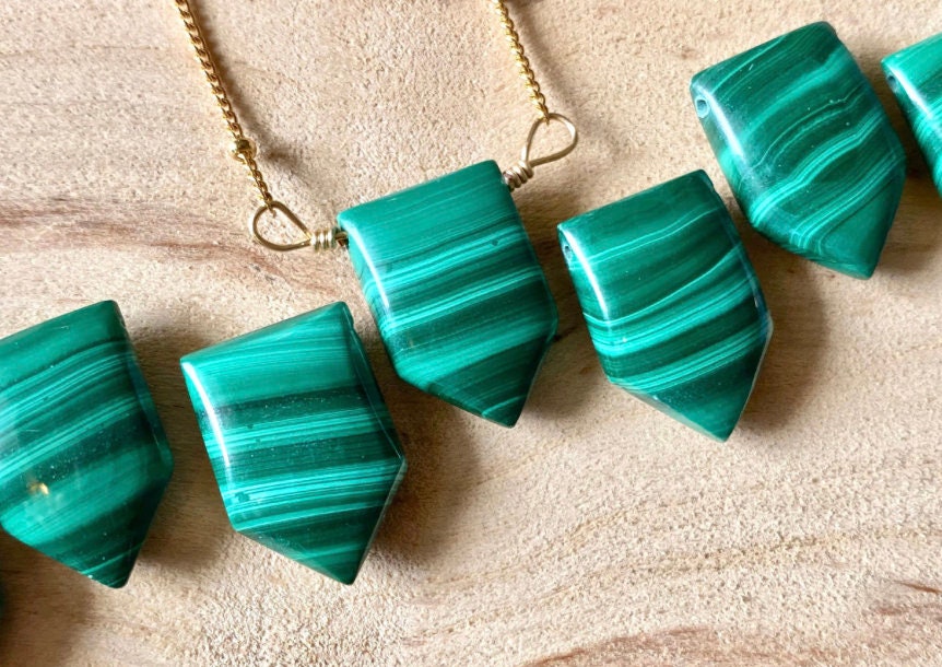 Raw Malachite necklace Real Malachite jewelry Polished malachite crystal necklace Green gemstone necklace Green Malachite pendant