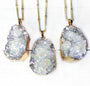 Angel Aura crystal necklace Raw healing crystals and stones Opal aura quartz necklace Rainbow aura quartz cluster Druzy geode pendant