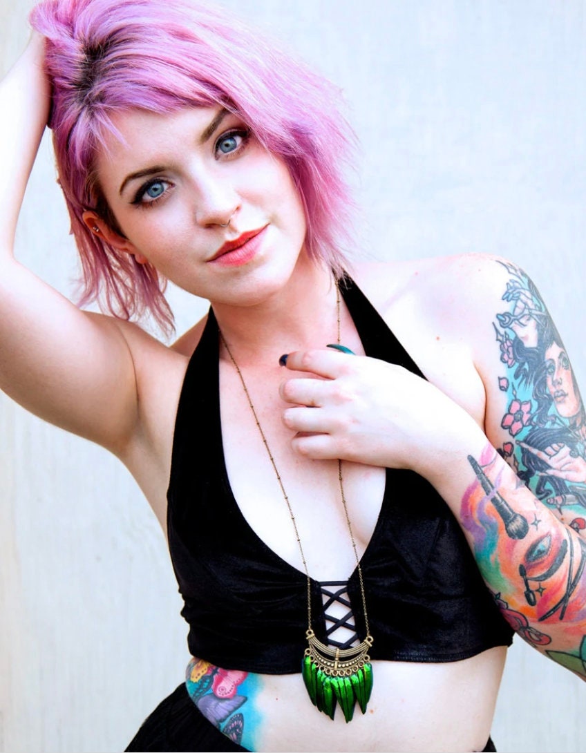 Real beetle necklace Real beetle wing jewelry Taxidermy beetle wing necklace Mermaid necklace Green Elytra jewelry Real insect necklace