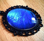 Real blue morpho butterfly wing necklace black and blue pendant gunmetal black chain aqua aura pendant Blue Sapphire Jewelry blue druzy