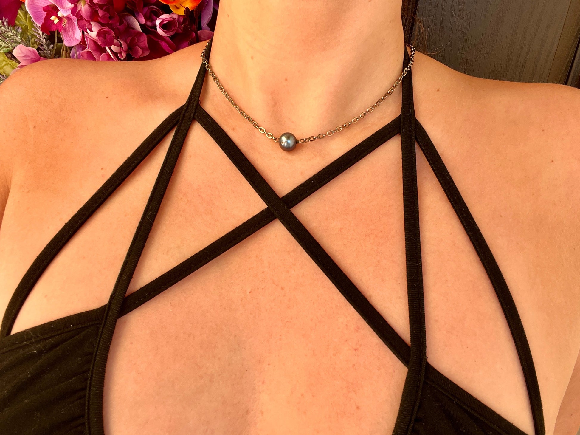 Modern pearl necklace for women men Summer jewelry Freshwater pearl jewelry Black pearl necklace Real pearl choker necklace Beach jewelry