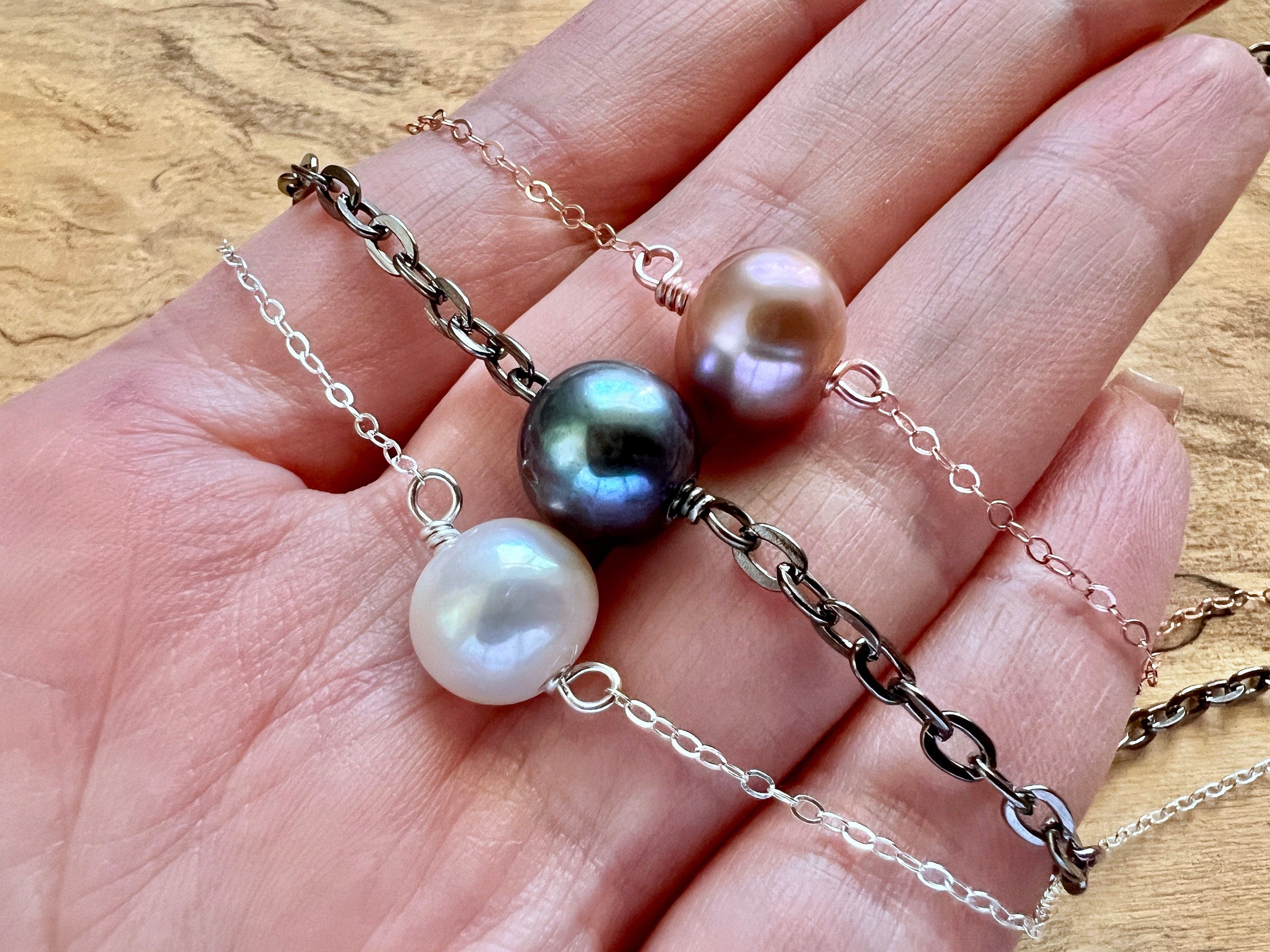 Modern pearl necklace for women men Summer jewelry Freshwater pearl jewelry Black pearl necklace Real pearl choker necklace Beach jewelry