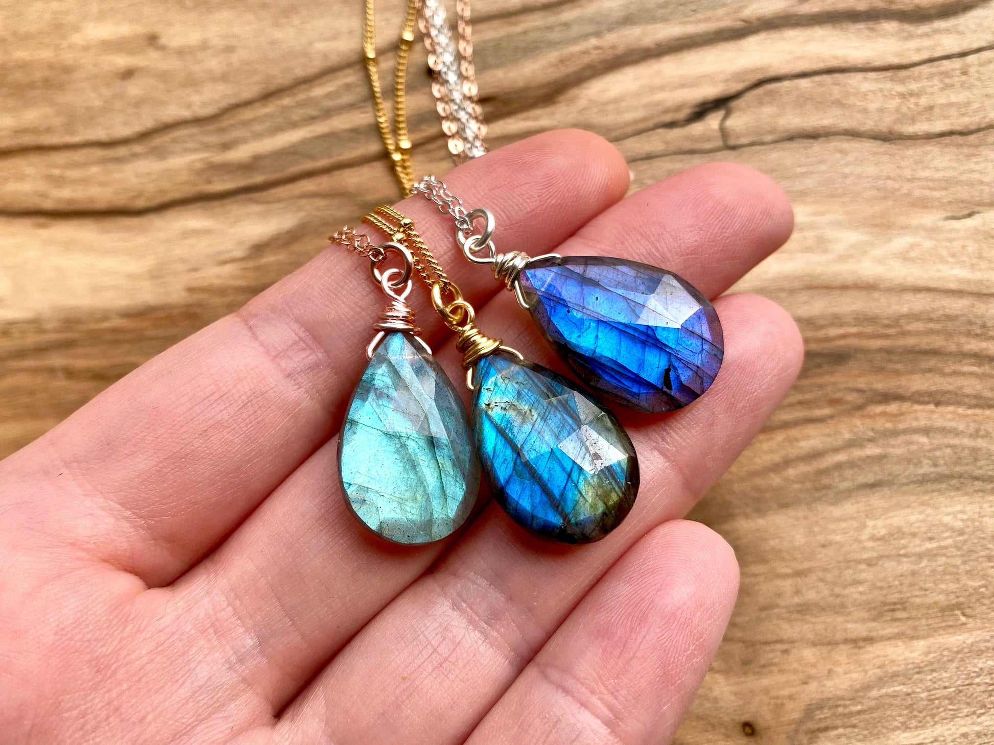 Raw labradorite necklace