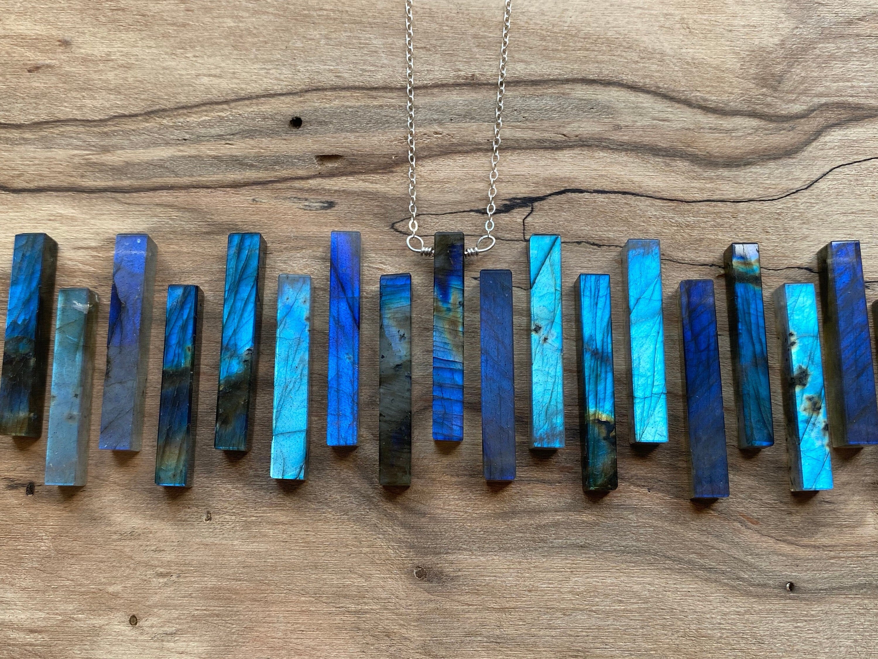 Raw labradorite necklace Couples necklace Rainbow labradorite jewelry couples jewelry Rainbow labradorite pendant Blue moonstone necklace