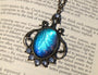 Real blue morpho butterfly wing necklace Vintage jewelry for women Pressed butterfly necklace Vintage necklaces for women Handmade jewelry