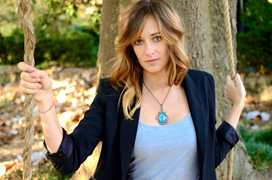 Blue Butterfly Wing Necklace Real Morpho Royal Blue Statement Necklace Khaleesi Cobalt Blue quartz crystal Vampire Diaries blue and gold