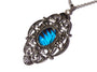 Real Butterfly Jewelry Royal blue necklace Victorian necklace Large silver pendant Victorian pendantCornflower blue Royal blue jewelry
