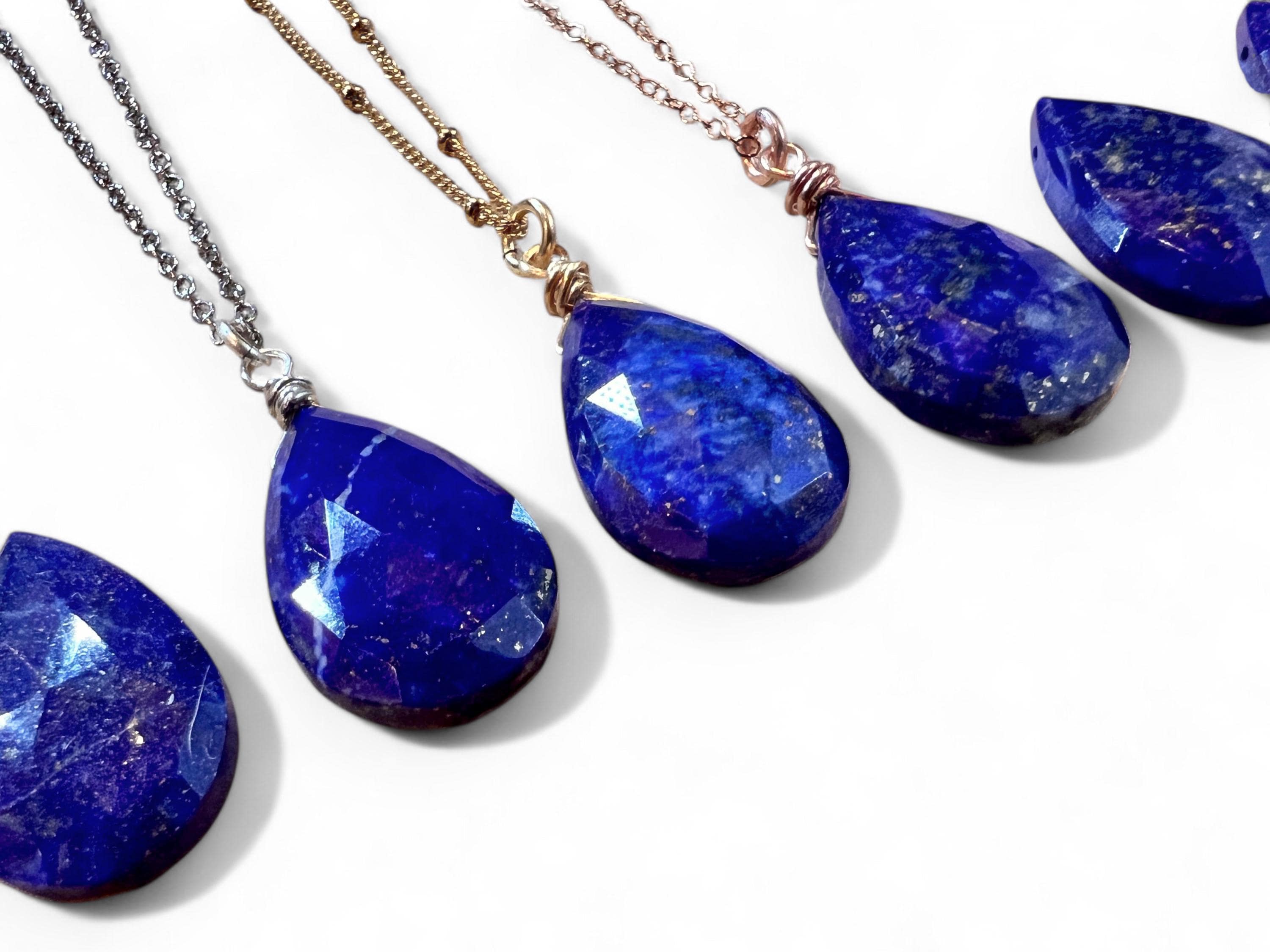 Natural Lapis Lazuli necklace for women Blue lapis necklace Raw Lapis lazuli jewelry Blue stone necklace gold Lapis Lazuli pendulum