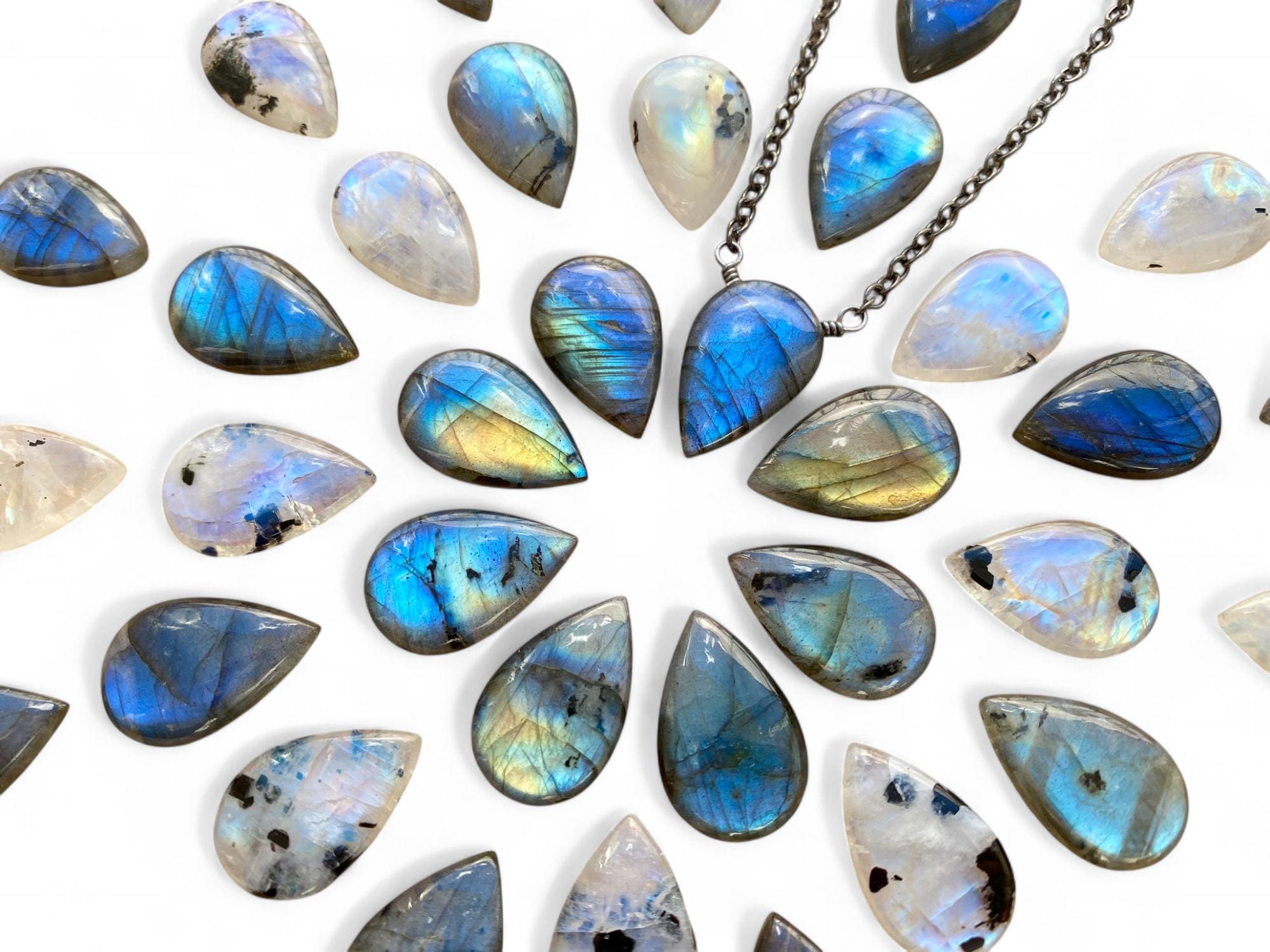 Rainbow moonstone necklace for men women Rainbow labradorite necklace Iridescent stone necklaces Black moonstone necklace Couples gift