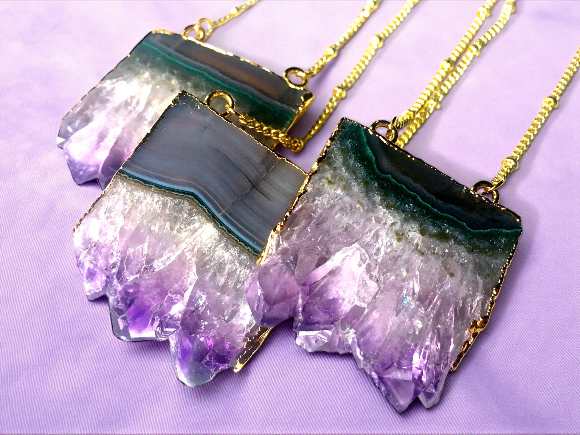 Raw Amethyst necklace Rough amethyst slice necklace Genuine amethyst geode slice necklace Amethyst jewelry for women Agate slice necklace