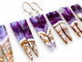 Dream amethyst earrings gift for her Chevron amethyst point earrings Banded amethyst crystal earrings Dogtooth amethyst jewelry February