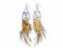Rainbow moonstone earrings Long fringe earrings Extra long crystal earrings Raw moonstone statement earrings Real moonstone jewelry