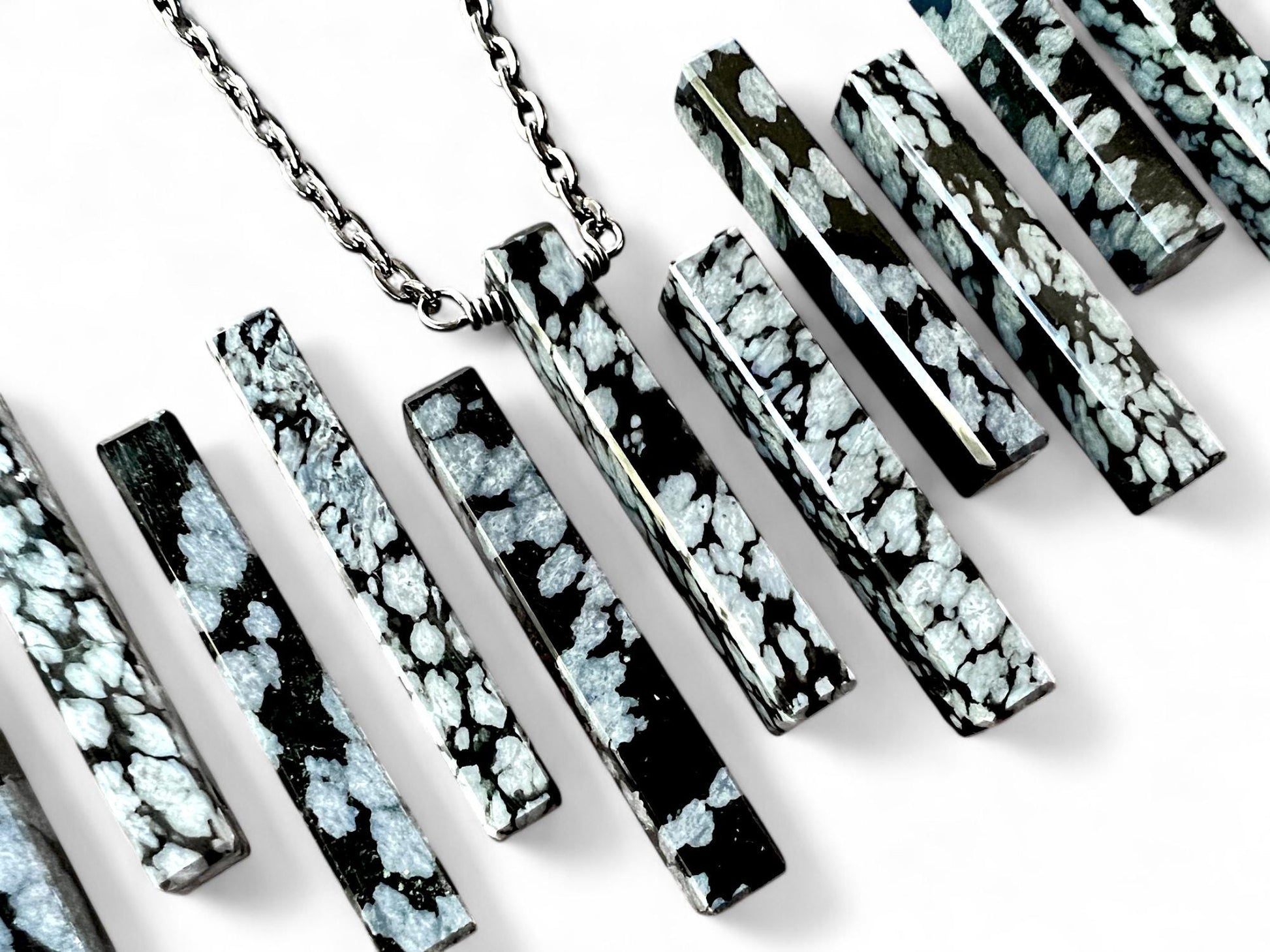 Snowflake Obsidian Necklace for men women Black stone necklace Black Obsidian necklace Volcanic crystal necklace Couples necklaces