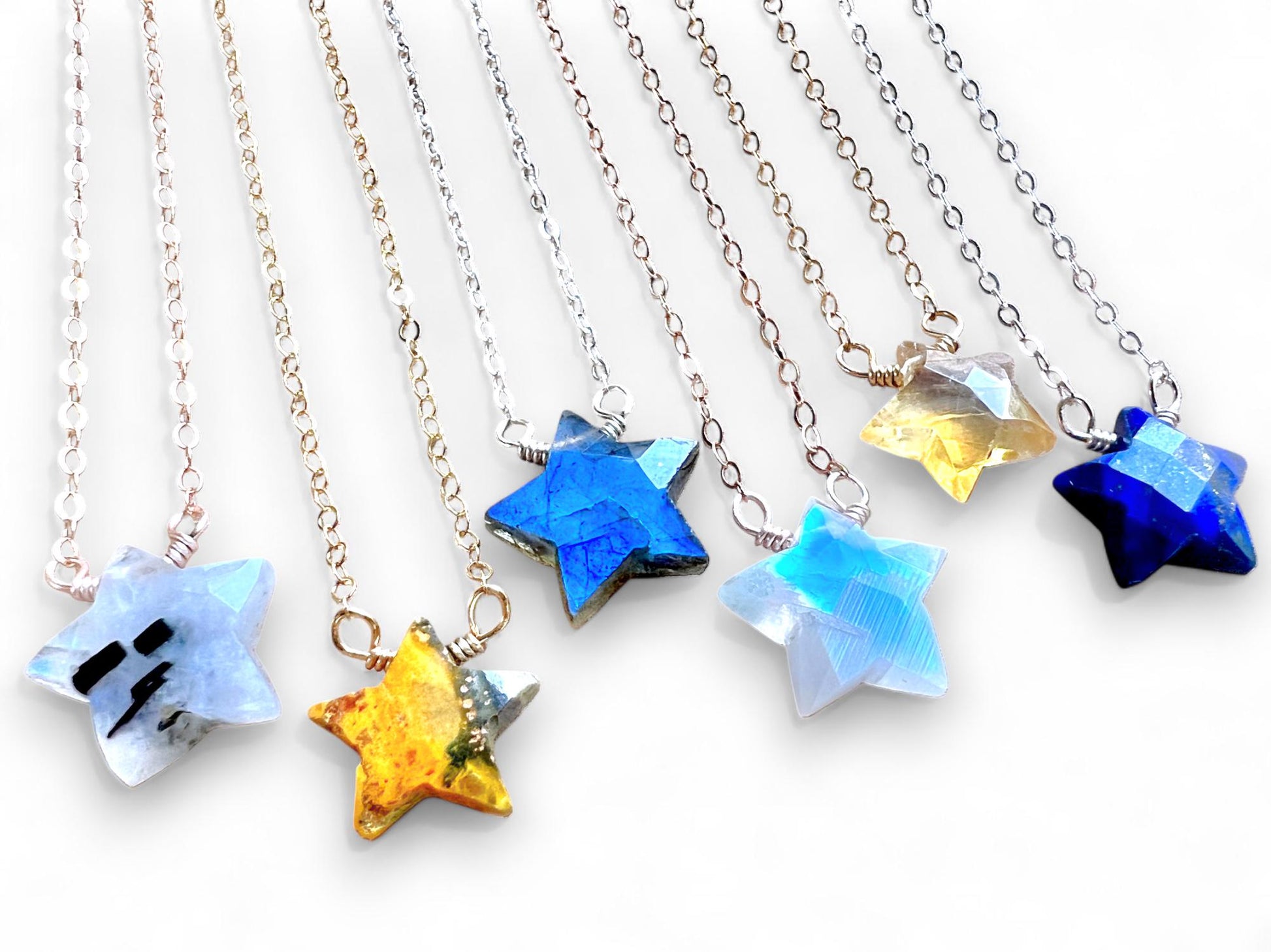 Raw gemstone star necklace Little crystal star pendant Birthstone star necklace Tiny jewel necklace Moonstone star necklace Crystal charm