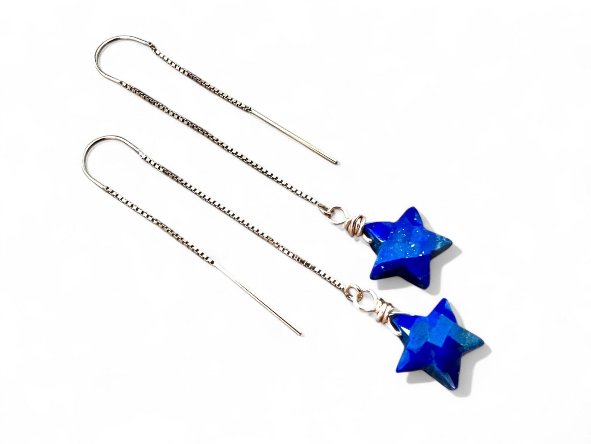 Lapis lazuli earrings dangle Little crystal star earrings Lapis lazuli star earrings Gemstone star earrings Lapis earrings sterling silver
