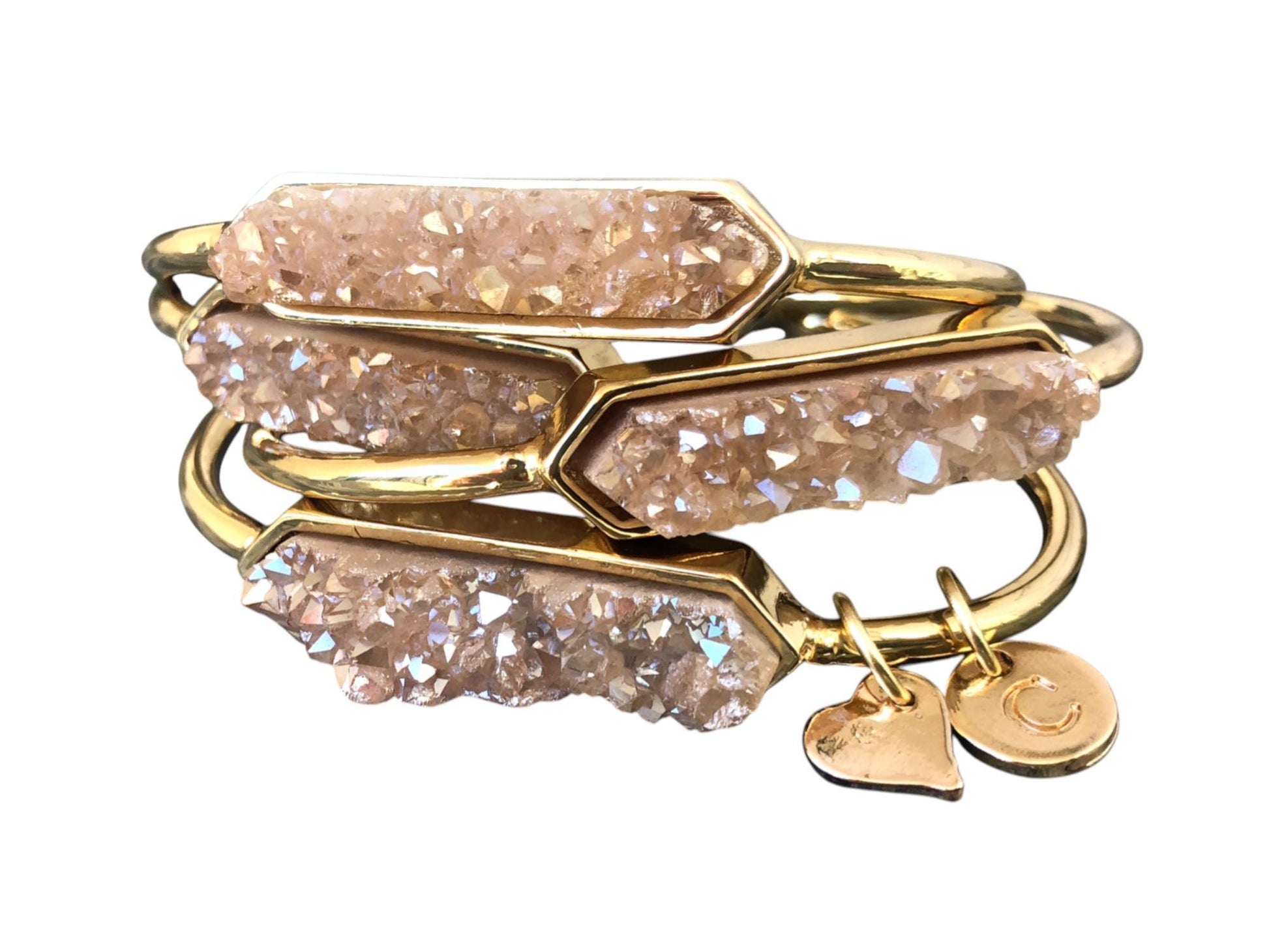 Druzy bracelet Gold bracelets for women Raw gemstone jewelry Best selling items Stone bracelet Gemstone bracelet Raw druzy jewelry Champagne