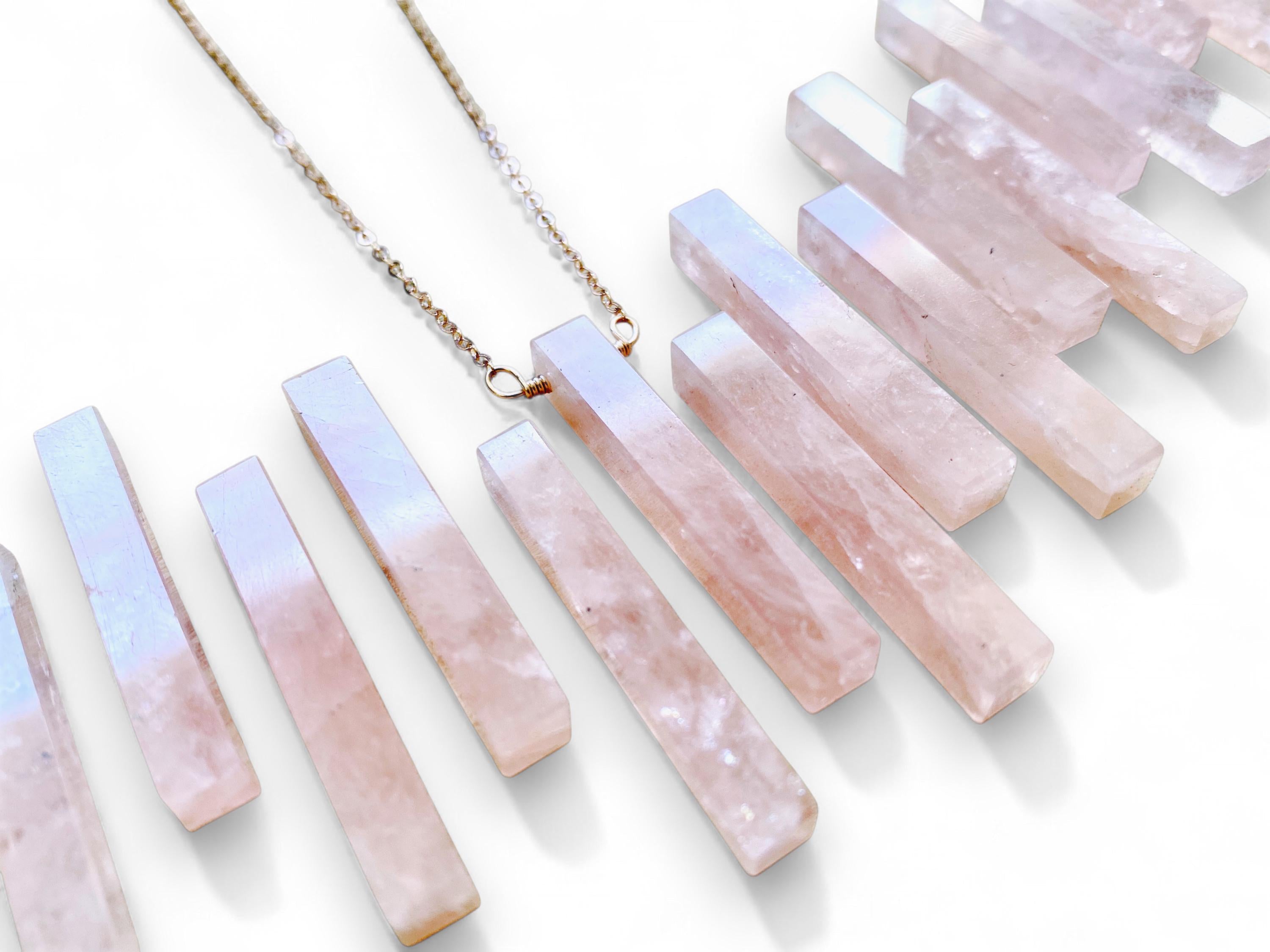 Raw rose quartz necklace Real rose quartz bar necklace Womens mens rose quartz necklace Pink stone pendant Rose stone necklace Pink quartz