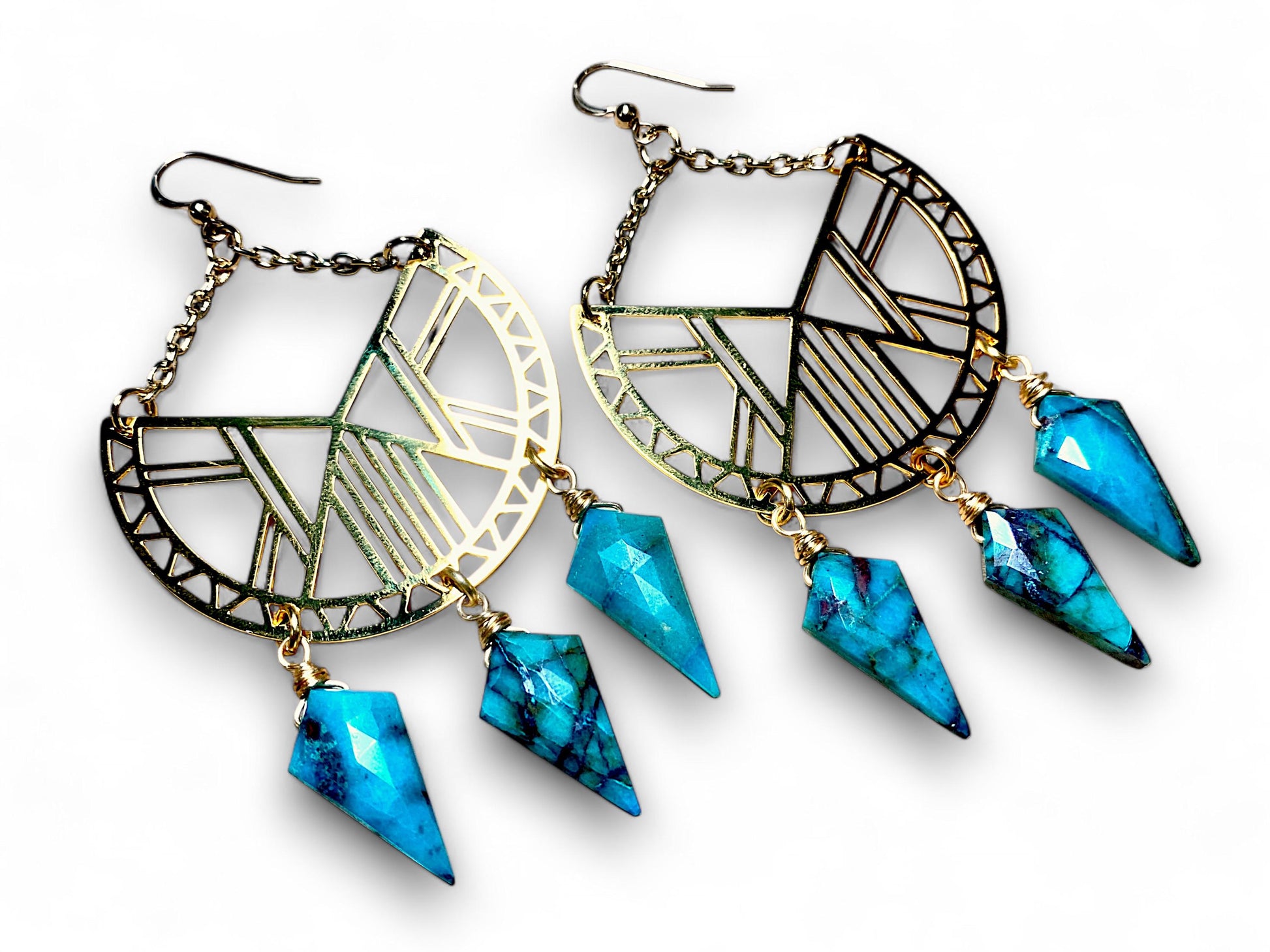 Raw Chrysocolla earrings Large crystal hoop earrings turquoise and gold Chrysocolla jewelry turquoise earrings for women Gemstone hoops