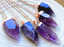 Raw Amethyst necklace for women Large amethyst point necklace Dark purple amethyst jewelry Rose gold February birthstone jewelry for wife
