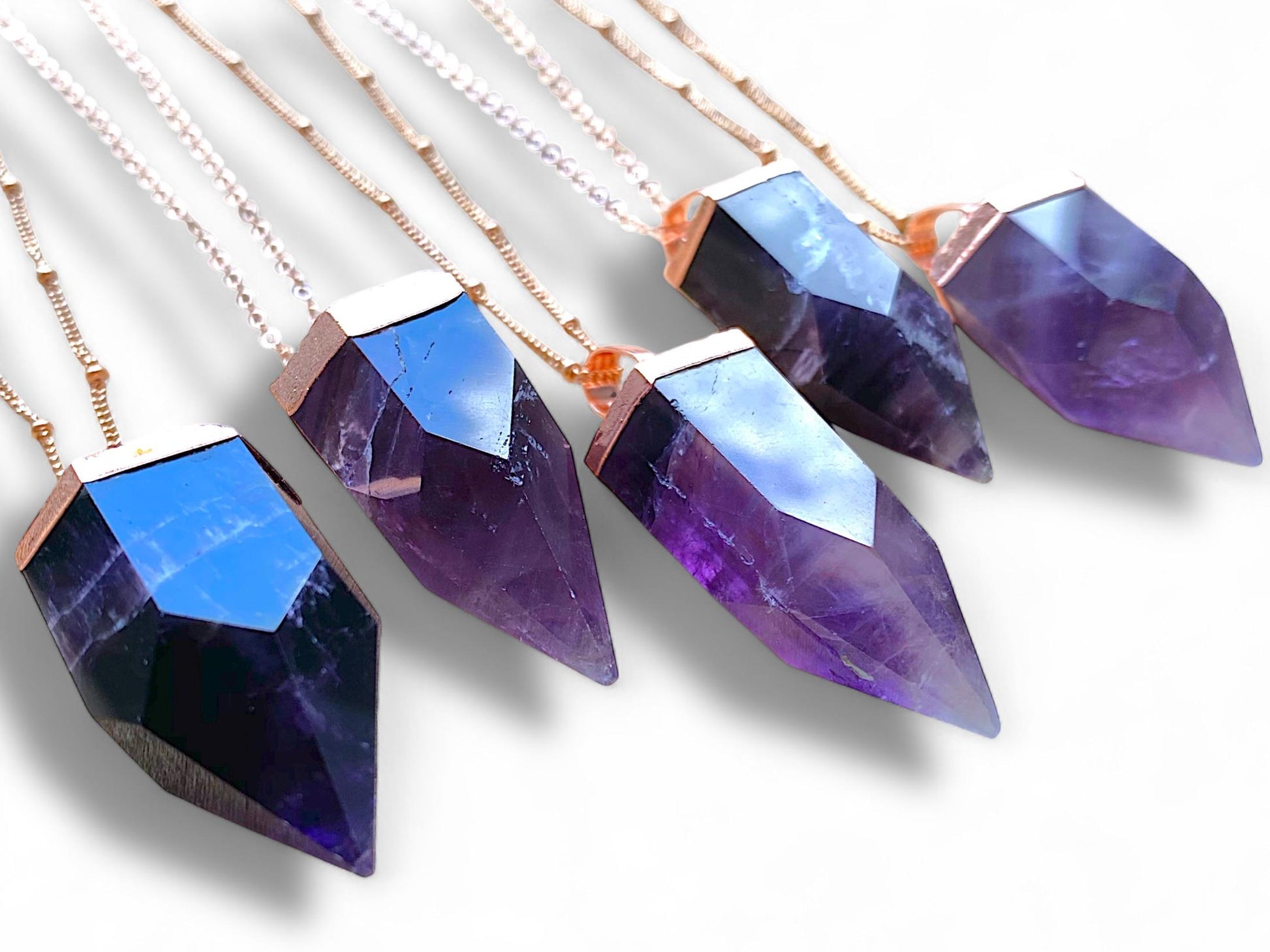 Raw Amethyst necklace for women Large amethyst point necklace Dark purple amethyst jewelry Rose gold February birthstone jewelry for wife