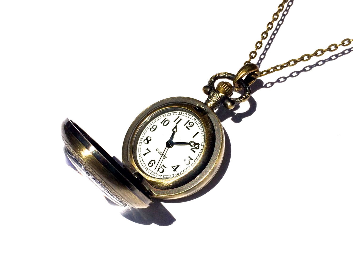 Butterfly Wing Necklace Real Insect Jewelry Working Pocket watch pendant Vampire Diaries mechanical Steampunk pocketwatch Statement Necklace